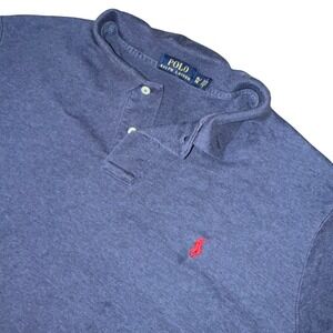 Polo Ralph Lauren Polo Shirt XL Navy Blue Heathered Short Sleeve Red Pony Logo